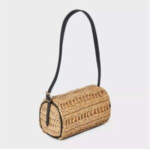 Straw Mini Boxy Barrel Shoulder Bag - A New Day Natural